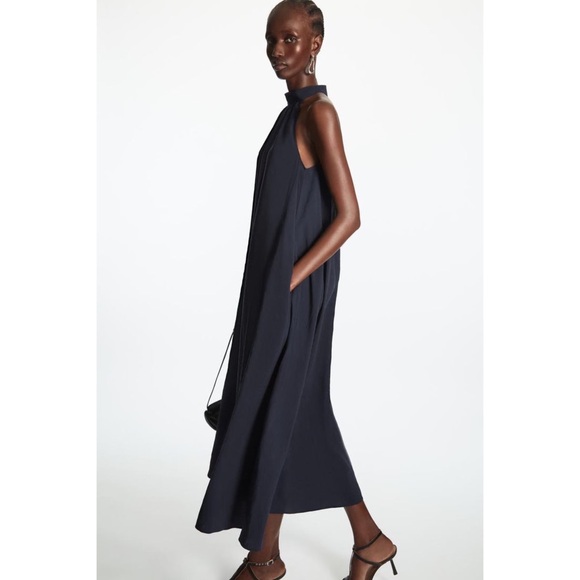 COS, Navy Blue Halterneck Maxi Dress - Picture 9 of 16